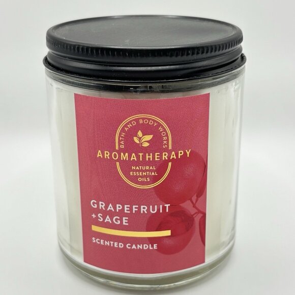 Aromatherapy Grapefruit Sage Single Wick Scented Candle 7oz Bath & Body Works - Picture 2 of 9
